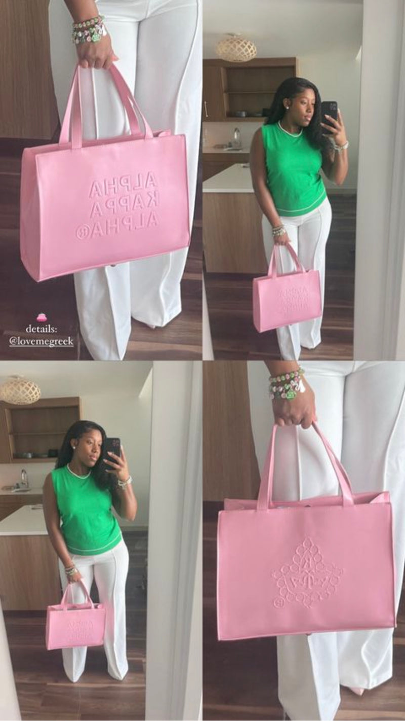 Pink and Green AKA Tote Bag with Matching Wallet